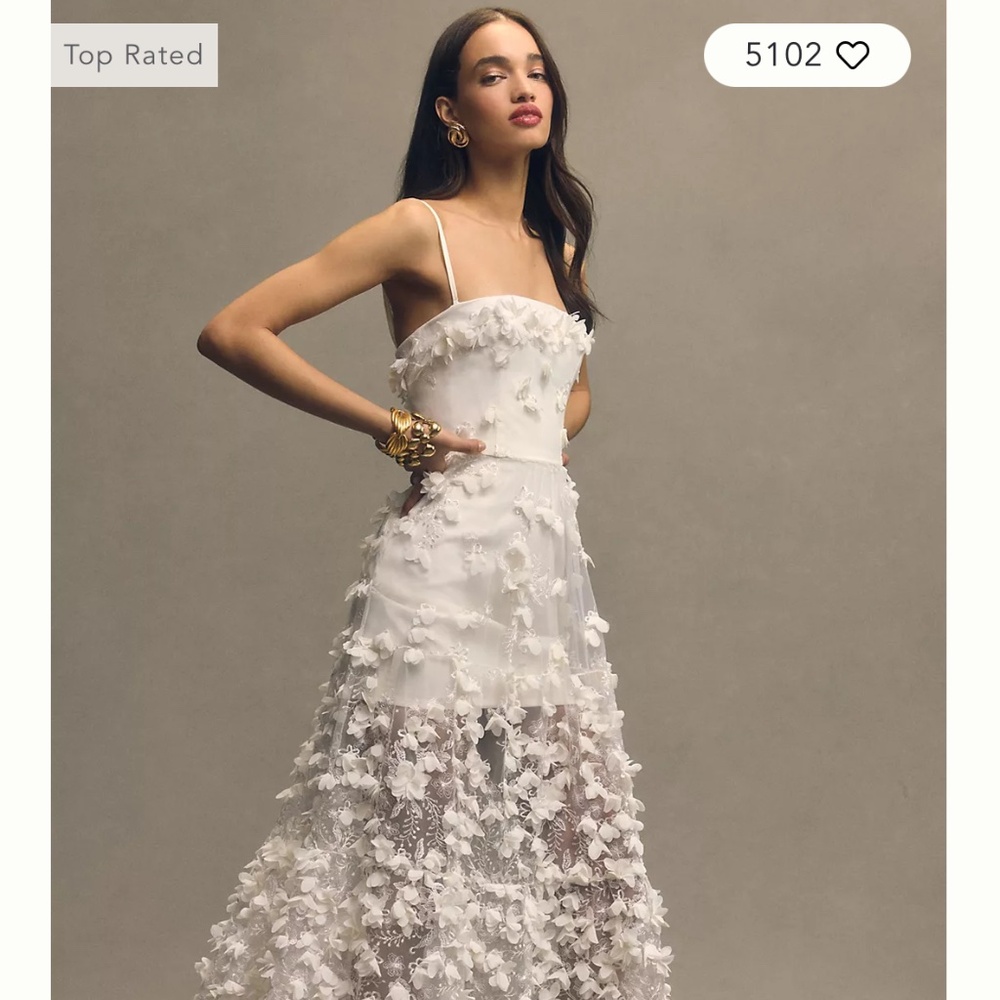 Helsi Audrey Square Neck Floral Appliqué Sheer Midi Dress